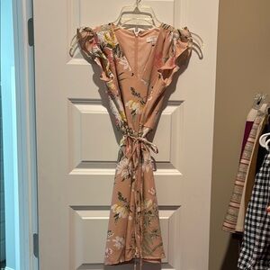 LOFT Peach Floral Wrap Dress